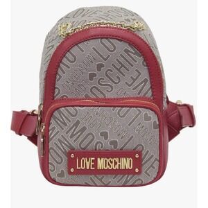Love Moschino Women's‎ Logo Print Red Backpack Bag Small Faux Leather Colorful